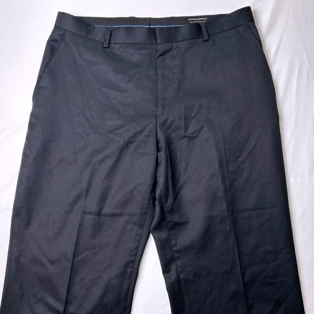 Banana Republic Mens Tailored Fit 100% Wool Dress Pants Size 35x32 Black Office